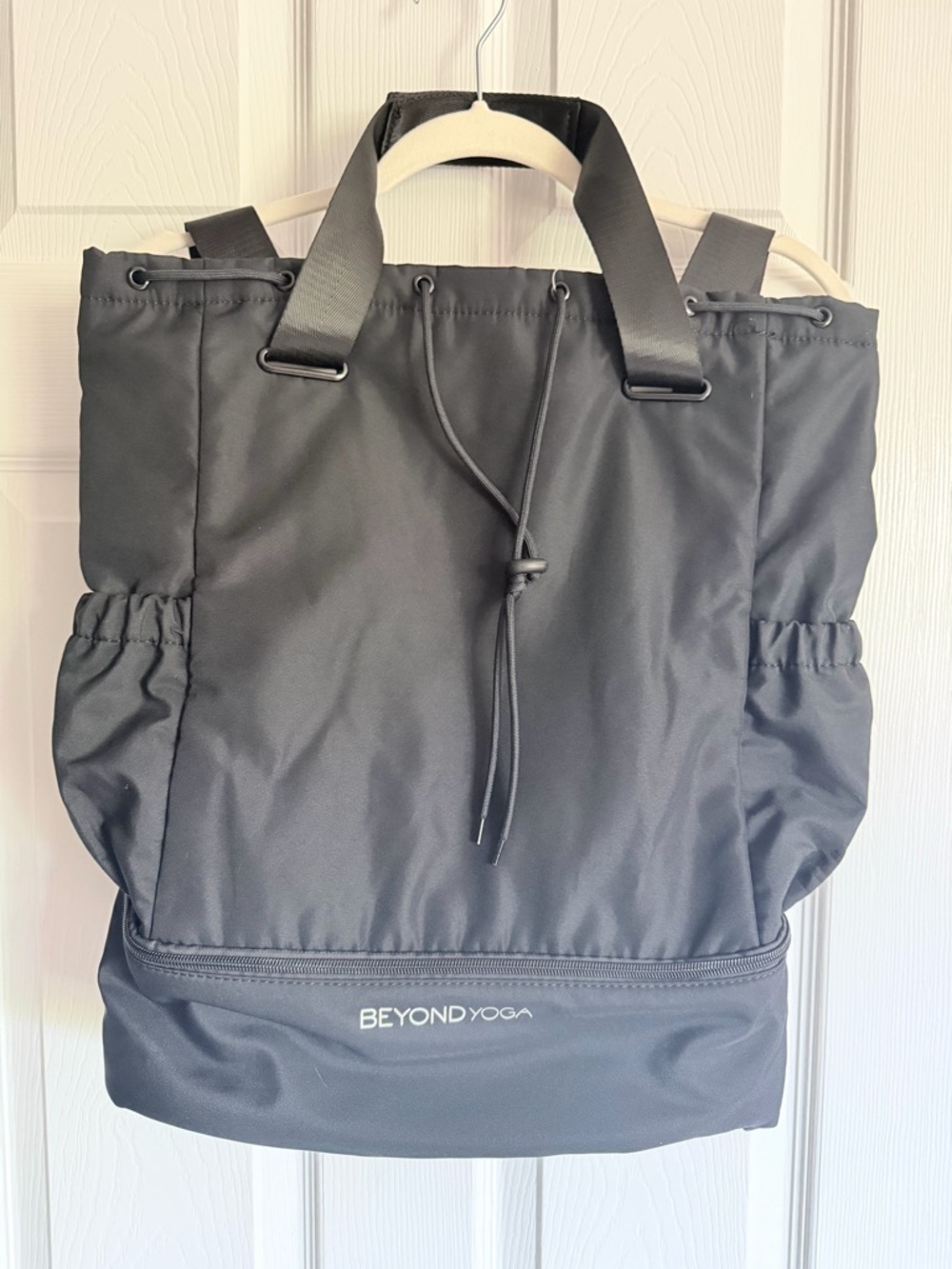 Beyond Yoga Black Nylon Drawstring convertible Tote